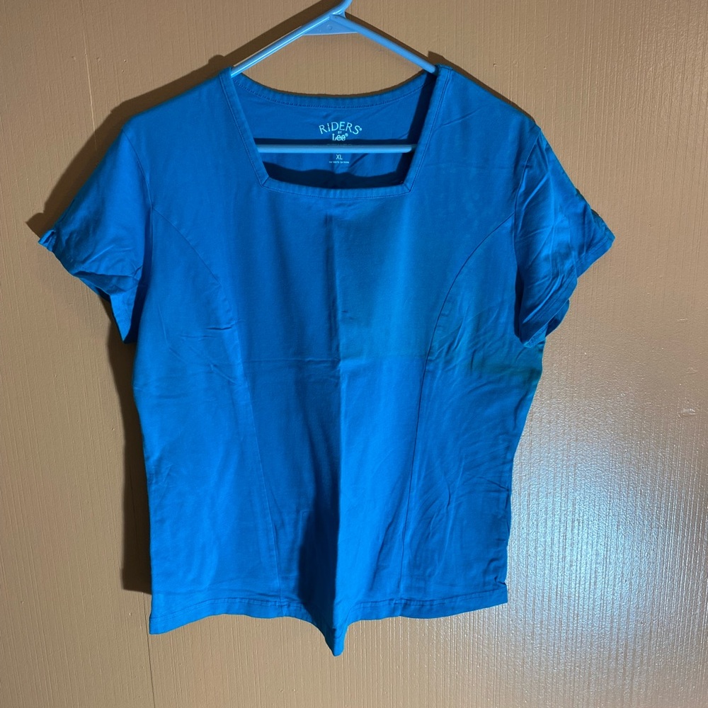 Riders by Lee Blue Square Neck T-Shirt Size XL